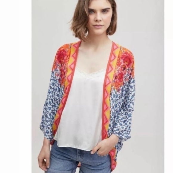 ANTHROPOLOGIE x BL^NK LONDON Adelaide Boho Kimono Floral Duster One Size - Picture 2 of 11